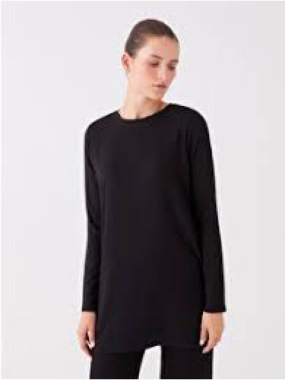 Eileen Fisher Black Crewneck Long Sleeve Top